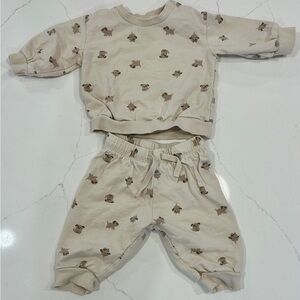 Adorable Cream Puppy Print Baby Outfit